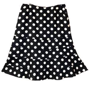 Women’s Sz 8 polka dot black white full skirt ruffles A-line